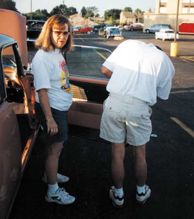 Annette and Larry Myers work on their '55 Nomad 