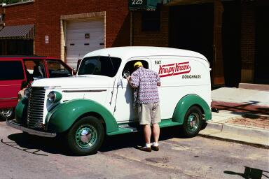 Larry Myers and crew proudly displayed the Krispy Kreme truck they have been restoring